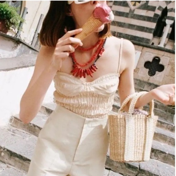 ZARA Gingham Corset Crop Top - Picture 2 of 11